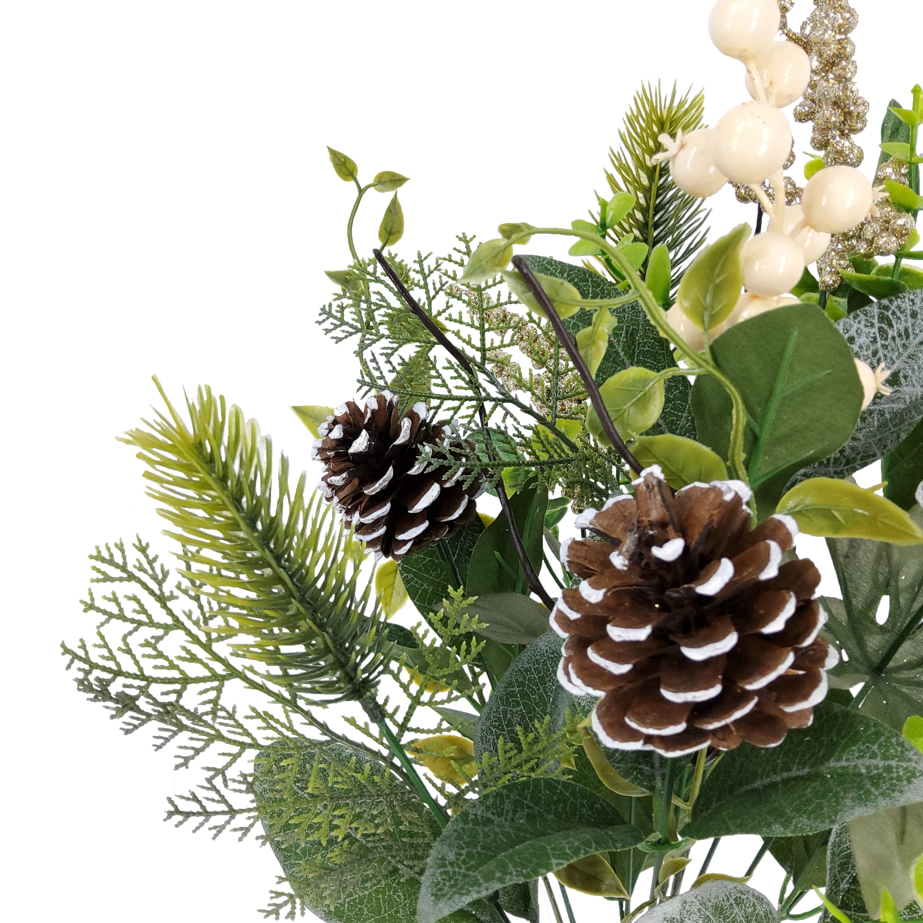 Mainstays 22-Inch Artificial Indoor Mixed Greenery And Berry Bouquet, Green/White