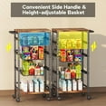 thumbnail image 6 of 5-Tier Snack Organizer Cart with 3 Height Adjustable Pull-Out Baskets and 2 Storage Shelves, Utility Kitchen Organizer and Storage Cart with Convenient Handle for Fruit Potato Onion Vegetable Snack, 6 of 7