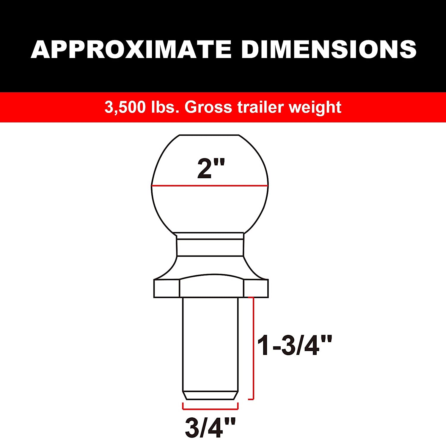 Torin ATRLY2019B 3500Lbs Trailer Hitch  Ball,2-inch dia