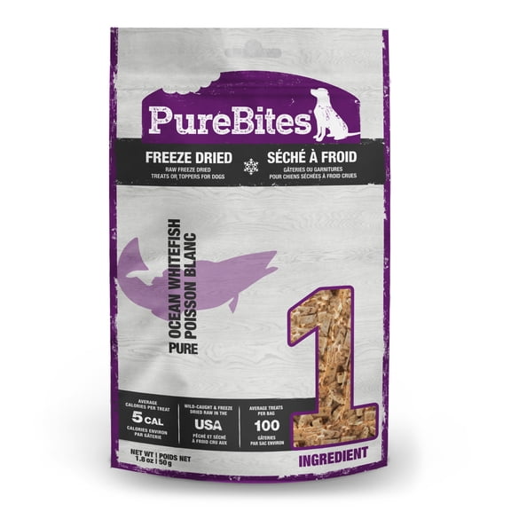 PureBites Whitefish Freeze Dried Dog Treats, 1 Ingredient, 1.8oz