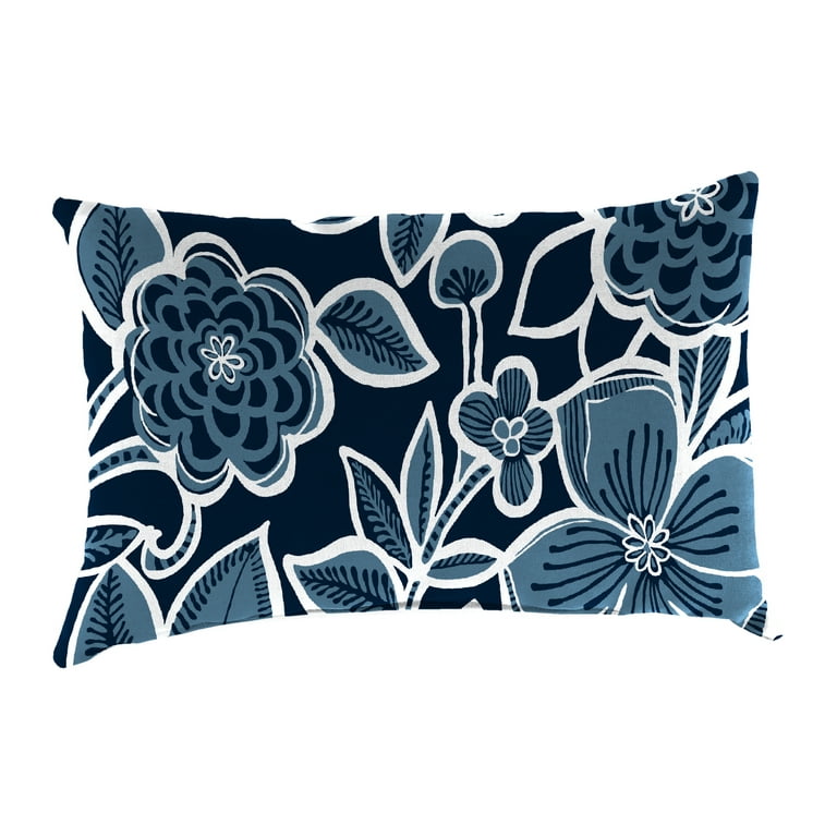 Jordan Manufacturing Outdoor Square Toss Pillows, Halsey Navy, 18 Jordan Manufacturing Outdoor Square Toss Pillows, Halsey Navy, 18