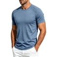 thumbnail image 3 of sdhkgrrt Plus Size Men Summer Round Neck Short Sleeve T-Shirts Casual Solid Basics Tee Tops Loose Fit Everyday Wear, Blue XL, 3 of 8
