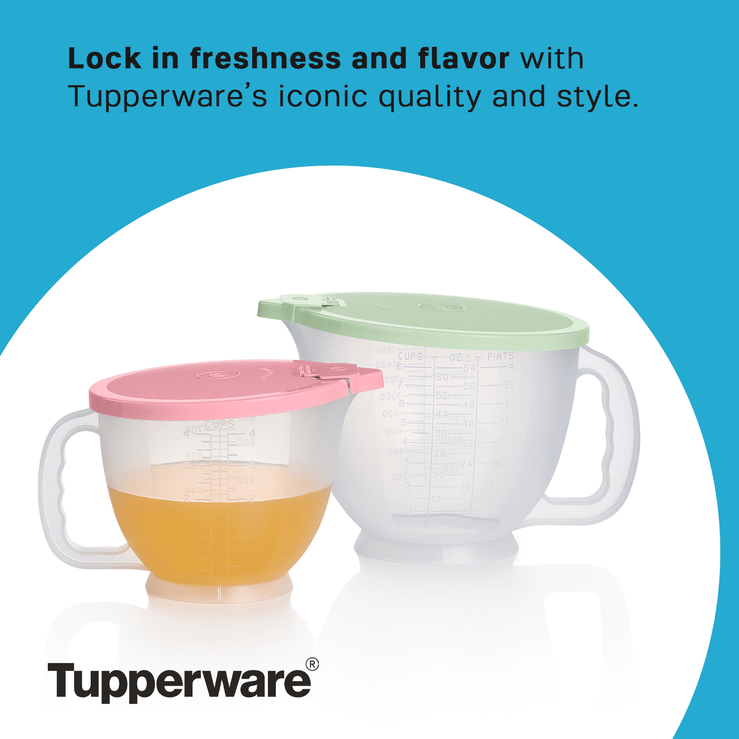 Tupperware Classic Mix-N-Store Plastic Pitcher Set with Lids (2 Count)