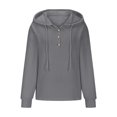 thumbnail image 4 of Sweat à Capuche Rayé Côtelé à Manches Longues pour Femmes, Décontracté, 4 of 6