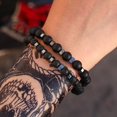 thumbnail image 1 of 2Pcs/Set Natural Lava Stone Rock Volcanic Beads Elastic Bracelet Men Jewelry, 1 of 5