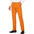 thumbnail image 5 of INSPIRE CHIC Men's Slim Fit Trousers Flat Front Solid Color Business Pants 30 Orange, 5 of 7