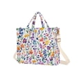 thumbnail image 7 of FORMRS Womens Corduroy Tote Bag Crossbody Shoulder Handbag with Pocket, Purple Wildflower Pattern, 7 of 7