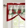 thumbnail image 4 of Christmas Poinsettia Berries Window Curtain Living Room Kitchen Cabinet Tie-up Valance Curtain Rod Pocket Valance, 4 of 6