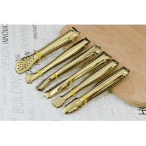 6pcs Stainless Steel Kitchen Tongs, Gold Plated Serving Tongs For Cooking, Non-slip & Easy Grip Utensils Tongs for Sugar Cube Tongs Ice