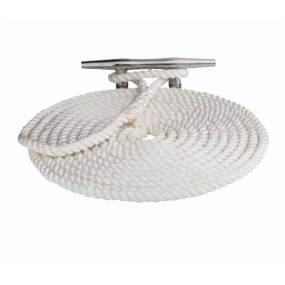 Sea Dog Boat Dock Line 301110015WH-1 Twisted 3 Strand; Abrasion Resistant; 815 Pounds Working Load Limit/3750 Pounds Breaking Strength; 3/8 Inch Diameter x 15 Feet Length; White; Premium Nylon