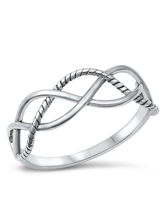 Rope Wave Knot Friendship Ring .925 Sterling Silver Band Jewelry Female Male Unisex Size 9