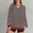 thumbnail image 2 of Gnshining Oversized Striped Sweatshirt for Women Long Sleeve Crew Neck Tunic Pullovers Fall Fashion Loose Casual Color Block Tops, 2 of 6