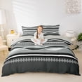 thumbnail image 3 of Homewish Abstract Swirl Stripes Twin Duvet Cover,Classic Geometric Art Twin Bedding,Light Gray Reversible,2-Piece,1 Duvet Cover and 1 Pillowcase, 3 of 6