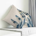 thumbnail image 4 of Throw Pillow Covers 18x18 Inch, Ocean Fish Decorative Pillow Cases for Couch Sofa Bed, Coastal Blue Watercolor Coastal Monochrome Cotton Linen Square Home Decor Pillowcases with Hidden Zipper, 4 of 7