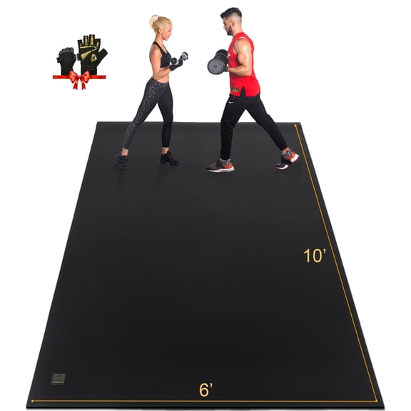 GXMMAT Extra Large Exercise Mat 10'x6'x7mm, Ultra Durable Workout Mats for Home Gym Flooring, Shoe-Friendly Non-Slip Cardio Mat for MMA, Plyo, Jump, All-Purpose Fitness