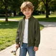 thumbnail image 6 of VIPOIN Kids Boys Girls Solid Color Zipper Stand Collar Coat Sports Large Size Casual Long Sleeve Corduroy Winter Jacket, 6 of 8