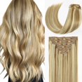 thumbnail image 1 of Caliee Extensiones de cabello con clip de cabello humano P10-613 Extensiones de cabello natural Clip Ins Cabello humano real para mujeres Cabeza completa 120G con 16 clips 7 piezas Clip de encaje en c, 1 of 1