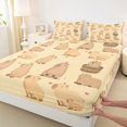 thumbnail image 3 of Manfei Kawaii Capybara 3pcs Twin Sheet Sets,Jungle Wildlife Twin Fitted Sheet,Cute Animal Breathable Flat Sheet,Microfiber Cartoon Bedroom Decoration, 3 of 7