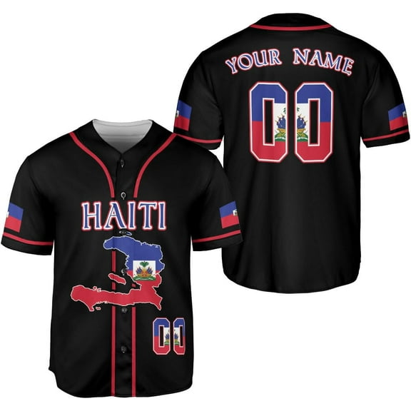 Mostprints Personalized Name Haiti Baseball Jersey, Customized Haitian Baseball Jerseys for Men Women Haitian Flag Shirt 3D (S)