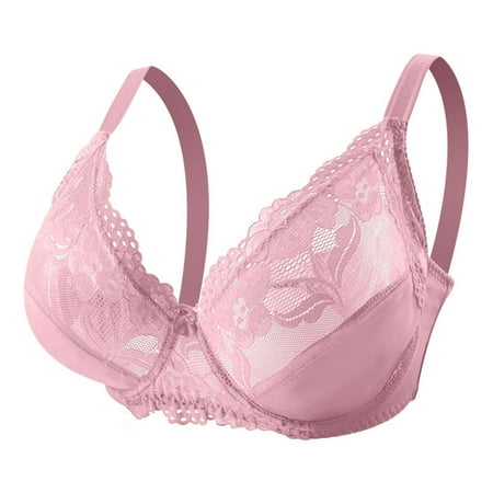 

Qiaocaity Plus Size Bras for Women Push-up Bra Womens Lingerie Womens Solid Lace Lingerie Bras Plus Size Underwear Bralette Bras Comfortable Bra Gifts for Women Pink XXL