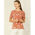 thumbnail image 3 of INSPIRE CHIC Haut Floral Élégant pour Femme à Manches Courtes Froncées, Coupe Régulière, 3 of 4