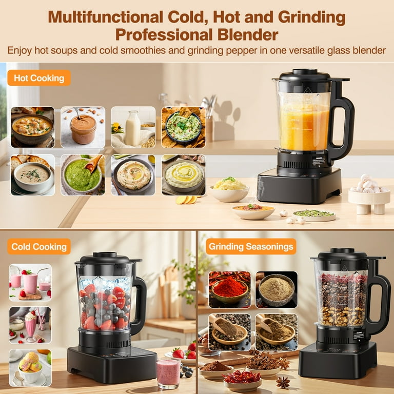 Blender Puissant Aukey Home Ai+ – Grande Contenance – Robot Mixage Électrique Noir