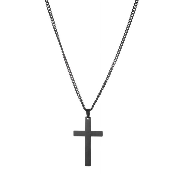 Stainless Steel Cross Necklace for Men Silver Cross Necklace for boy Small Cross Pendant Necklace Simple Jewelry Cross Chain for Mens