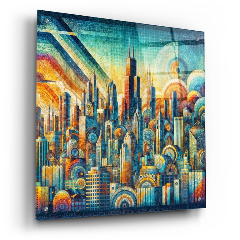Epic Art 'Chicago Skyline Abstract' by Rey Klimt Acrylic Glass