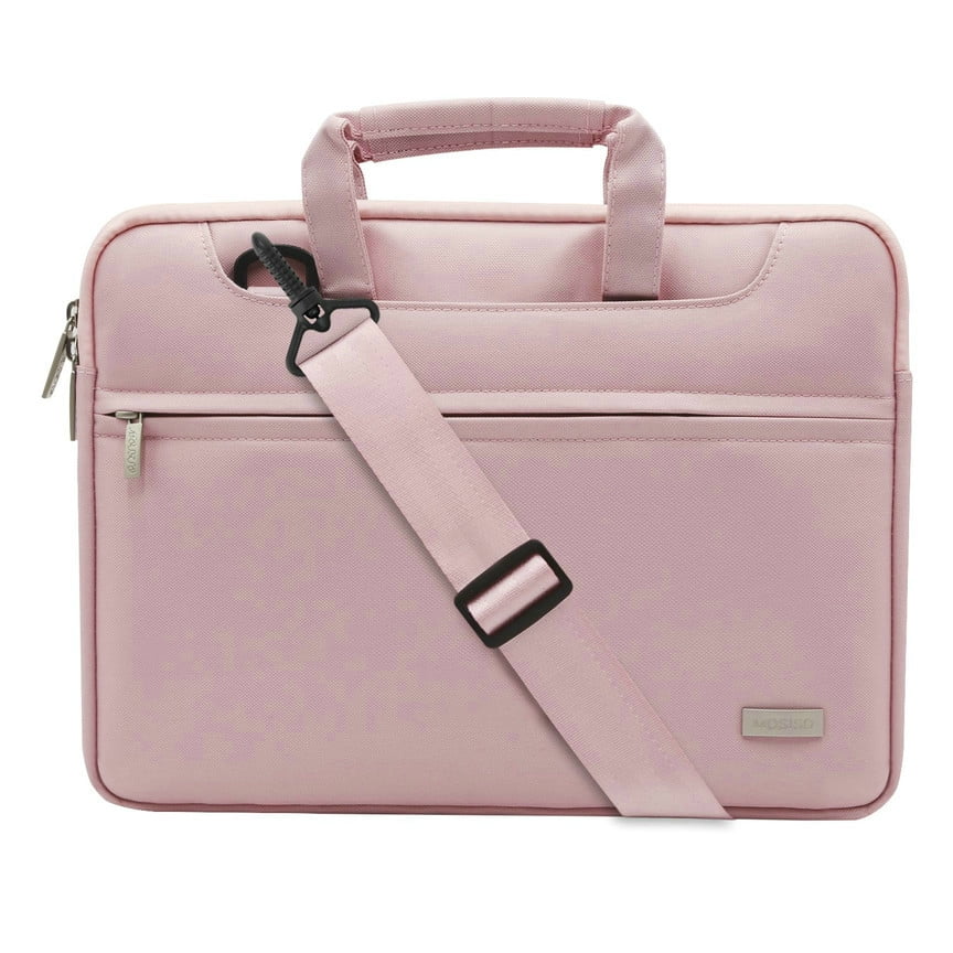MOSISO Canvas Fabric Rose Pattern Laptop Shoulder Messenger Handbag Case Cover Sleeve Compatible 13-13.3 Inch MacBook Pro Surface Book Pink MacBook Air Notebook Computer