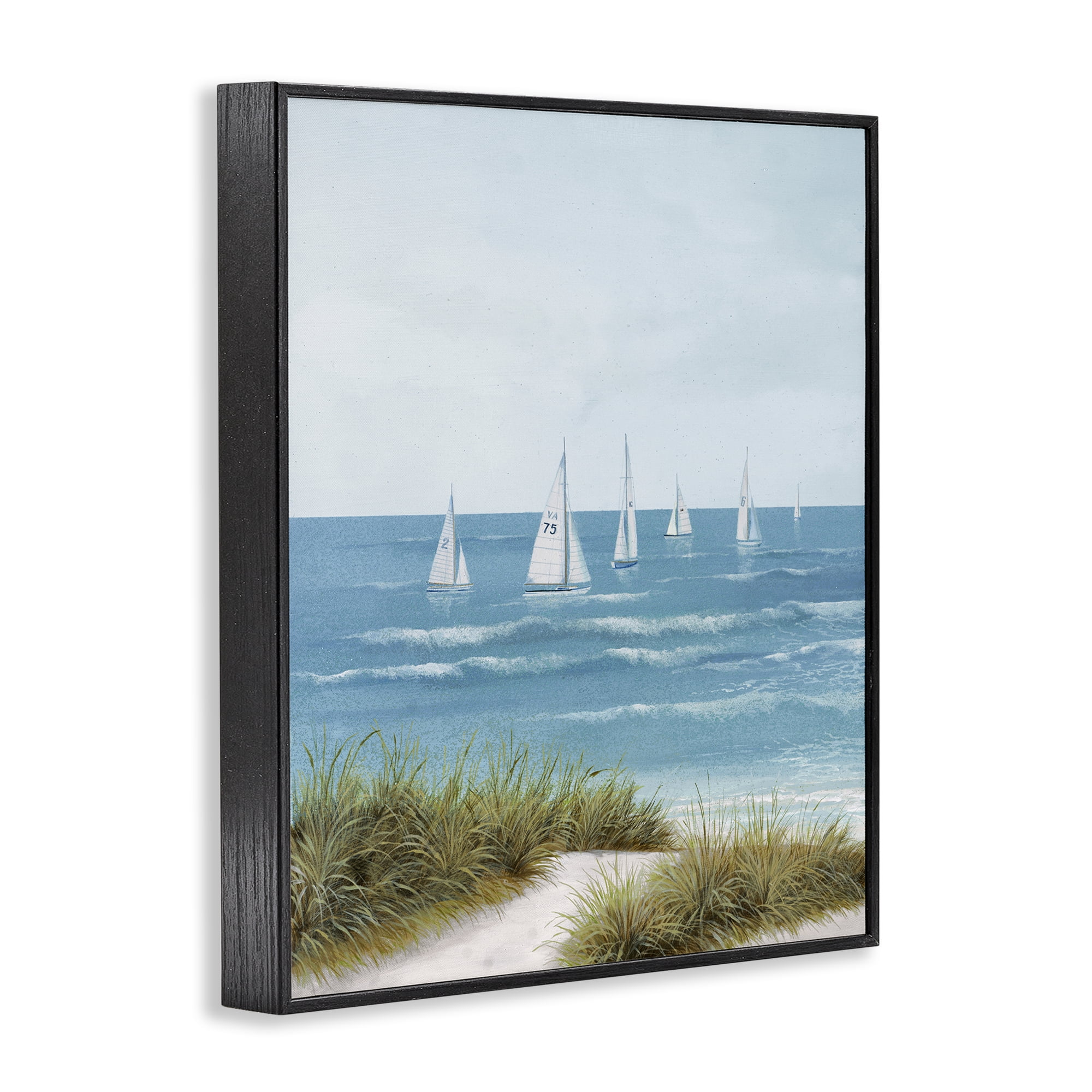 Stupell Industries Sail Away Beach Seascape Black Framed Giclee Art, design by Lorenzo Collective