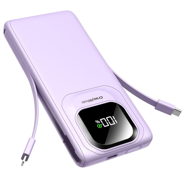 Cables integrados de carga rápida Power Bank Crazywhale de 10000 mAh y 22,5 W