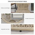 thumbnail image 4 of Boho Round Wicker Outdoor Coffee Table, 17.7" Diameter PE Rattan Side Table with Tempered Glass Top and Steel Frame, Light Brown Accent Table for Patio, Garden and Balcony, 4 of 7