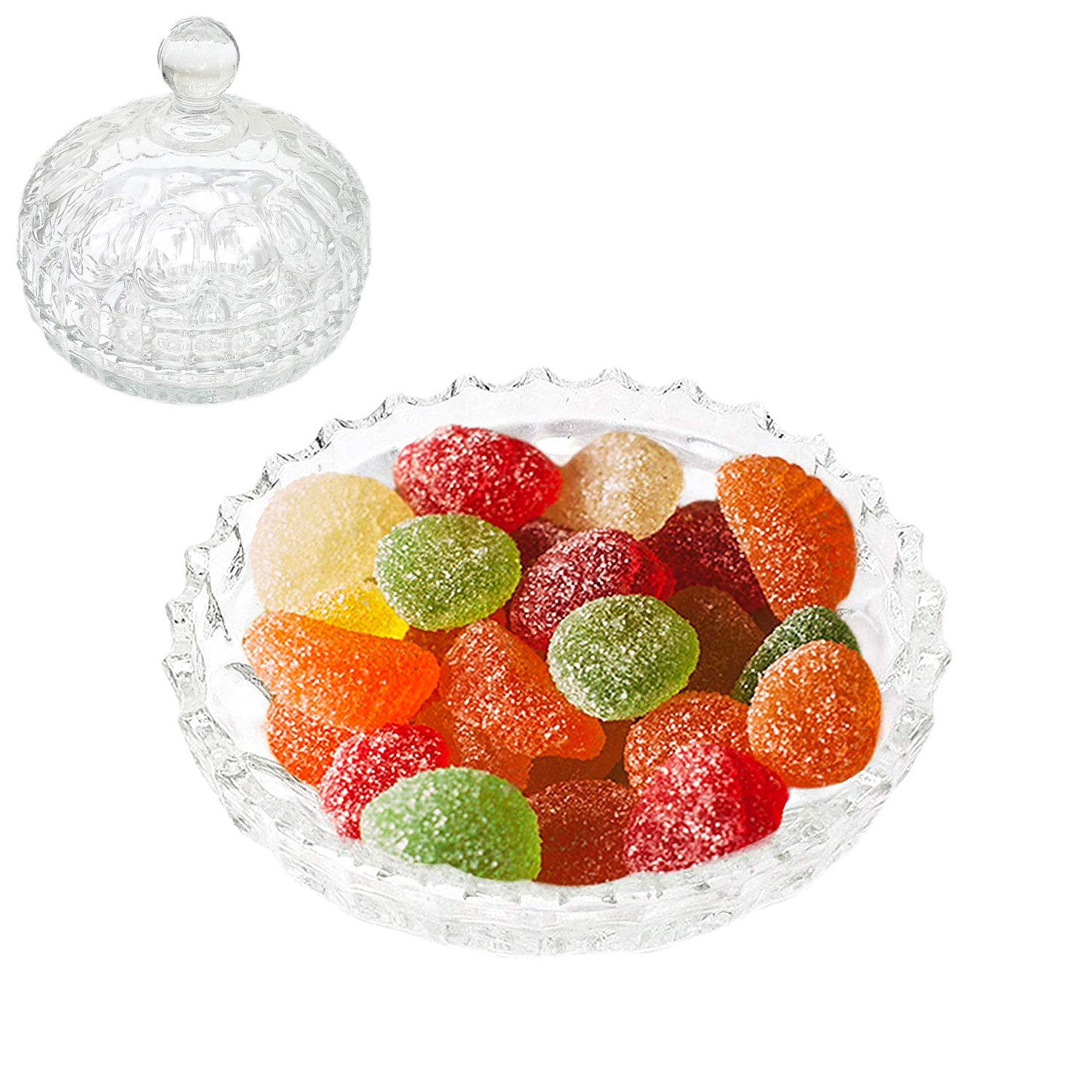 Crystal Glass Candy Dish with Lid Lead PB Free Crystal Glass Sugar