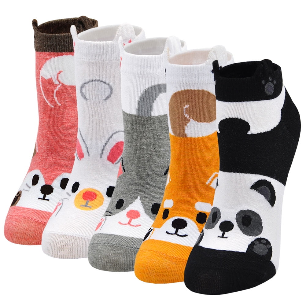 Artfasion Funny Novelty Women's Ankle Socks, Cute Cat Dog Animal