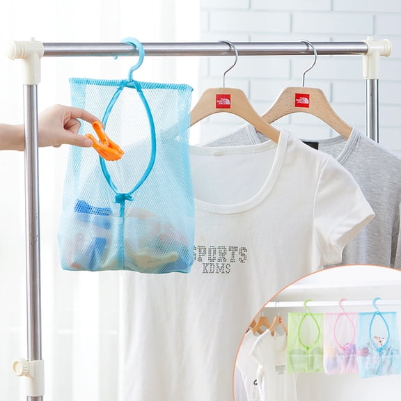 ELAYARD 2-Pack Mesh Laundry Clothes Pin Storage Bags, Polyester Peg Holder for Home Organization and Easy Access