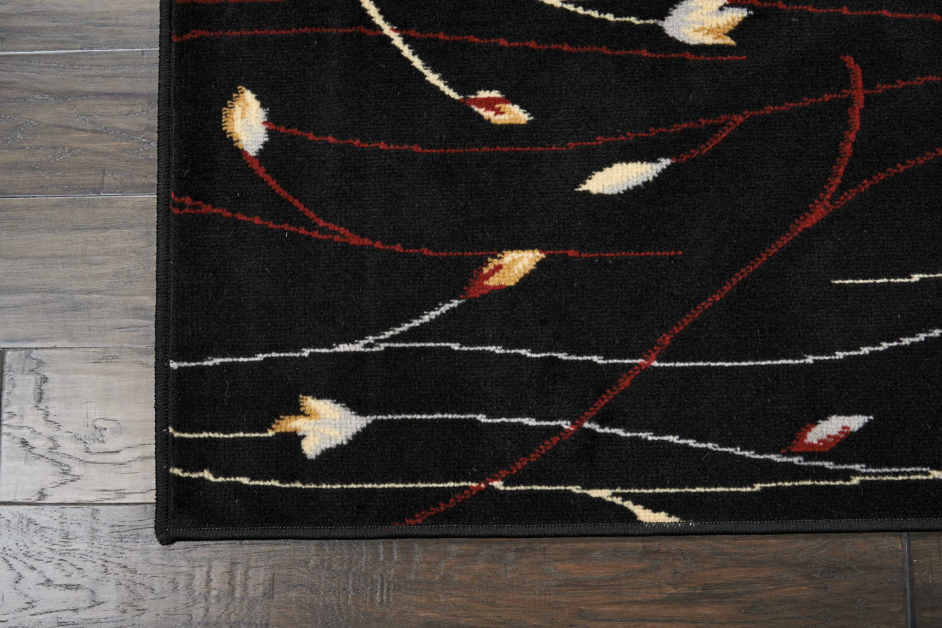 Black Botanical Area Rug by Pinewood Grove