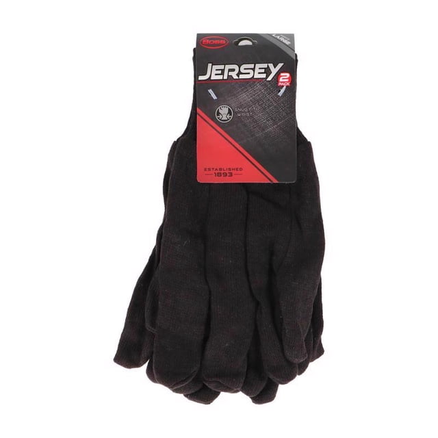 Guantes de trabajo Jersey Boss, unisex, color marrón, talla L, 2 pares