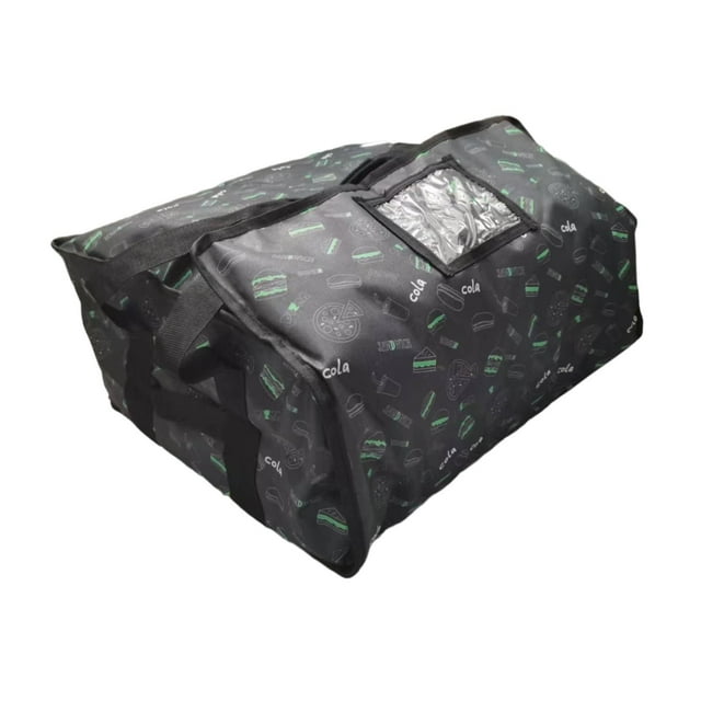 Bolsa térmica para entrega de pizza con de identificación transparente, bolsa de mano, contenedor para calentar alimentos, portador térmico
