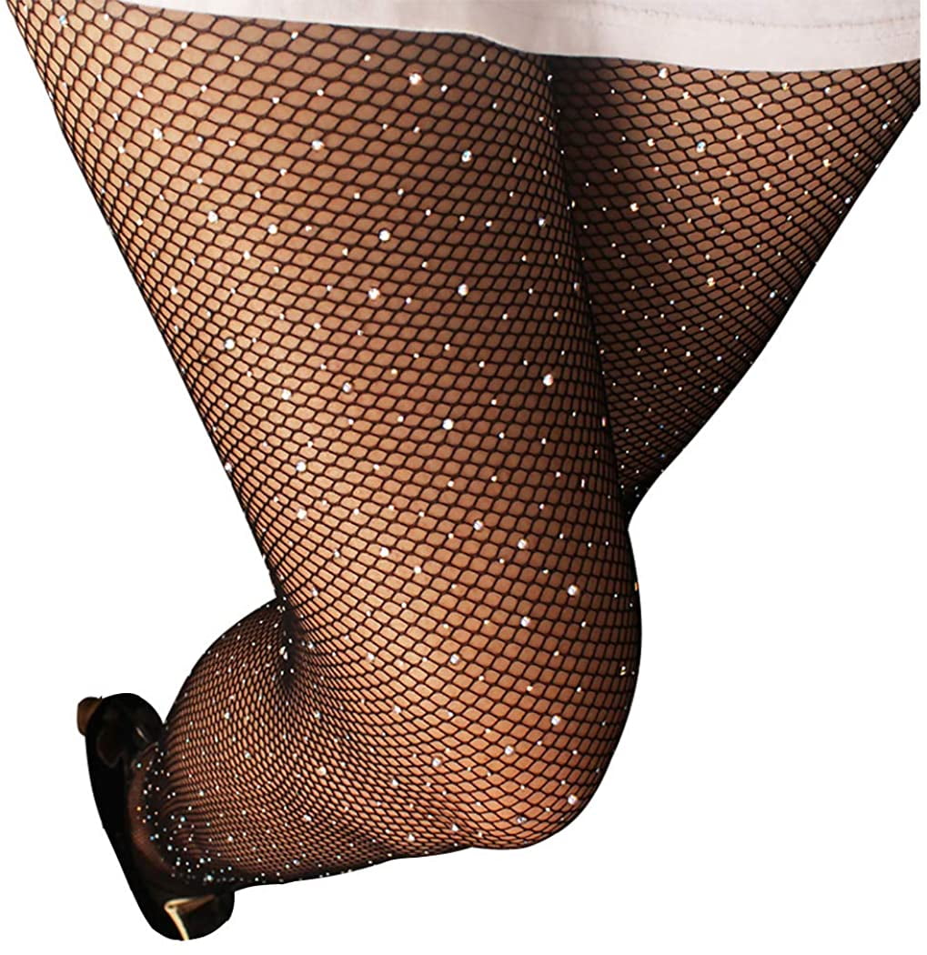 VEBZIN Sexy Sparkly Fishnets Stockings Jeweled High Waist Fishnet Tights  for Women Rhinestone Party Pantyhose : : Clothing, Shoes 