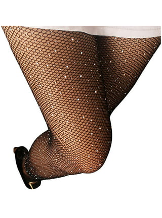 Womens Shiny Ultra-thin Fishnet Stocking Hollow Rhinestone Tights Classic  Elastic Pantyhose