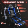 thumbnail image 4 of Homall Chaise de Jeu en Cuir PU avec Repose-Pieds et Soutien Lombaire, Massage, Chaise Ergonomique pour Gamer, Hauteur Réglable, Chaise d'Ordinateur, Bleu, 4 of 8