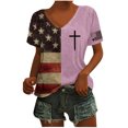 thumbnail image 3 of Tops Cortos para las Mujeres Día de la Independencia Patriótica Impreso Cuello en V, Manga Corta Top Casual para Diario, Fiesta Y Todas las Estaciones, 3 of 5