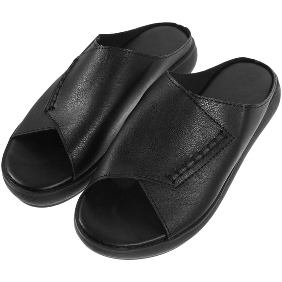 OUNONA 1Pair Womens Wedge Slippers Black Fashionable Platform Shoes for Work and Study