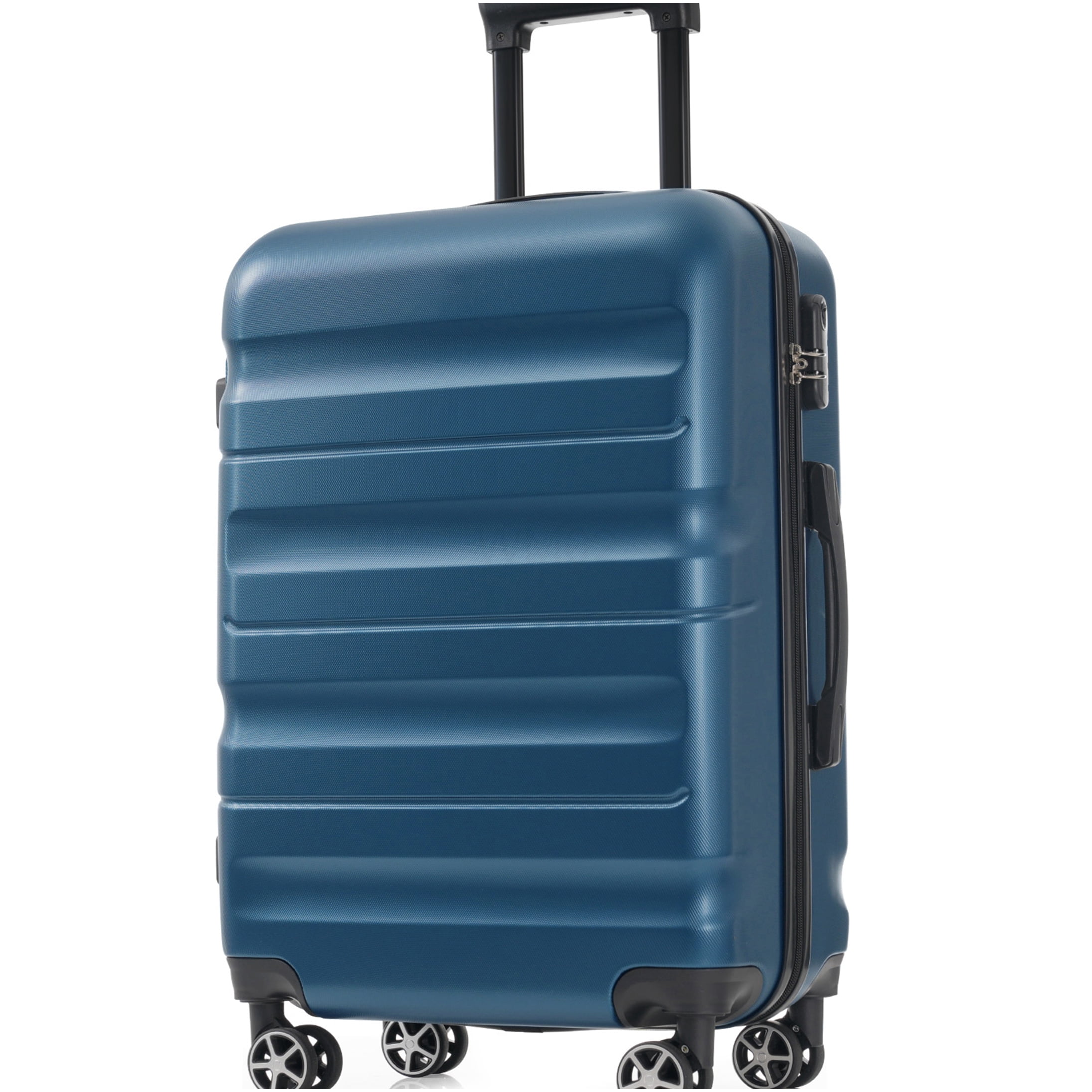 Inky Blue ABS Hardshell 6-Piece Luggage Set with Spinner Wheels, Lightweight & Durable Suitcases for Air Travel, Carry On and Checked Bags