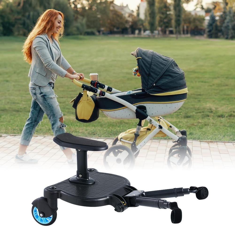 Universal 2in1 Stroller Ride Board,Stroller Ride Board - with Detachable Seat, Holds Childre Up to 55lbs (Blue)