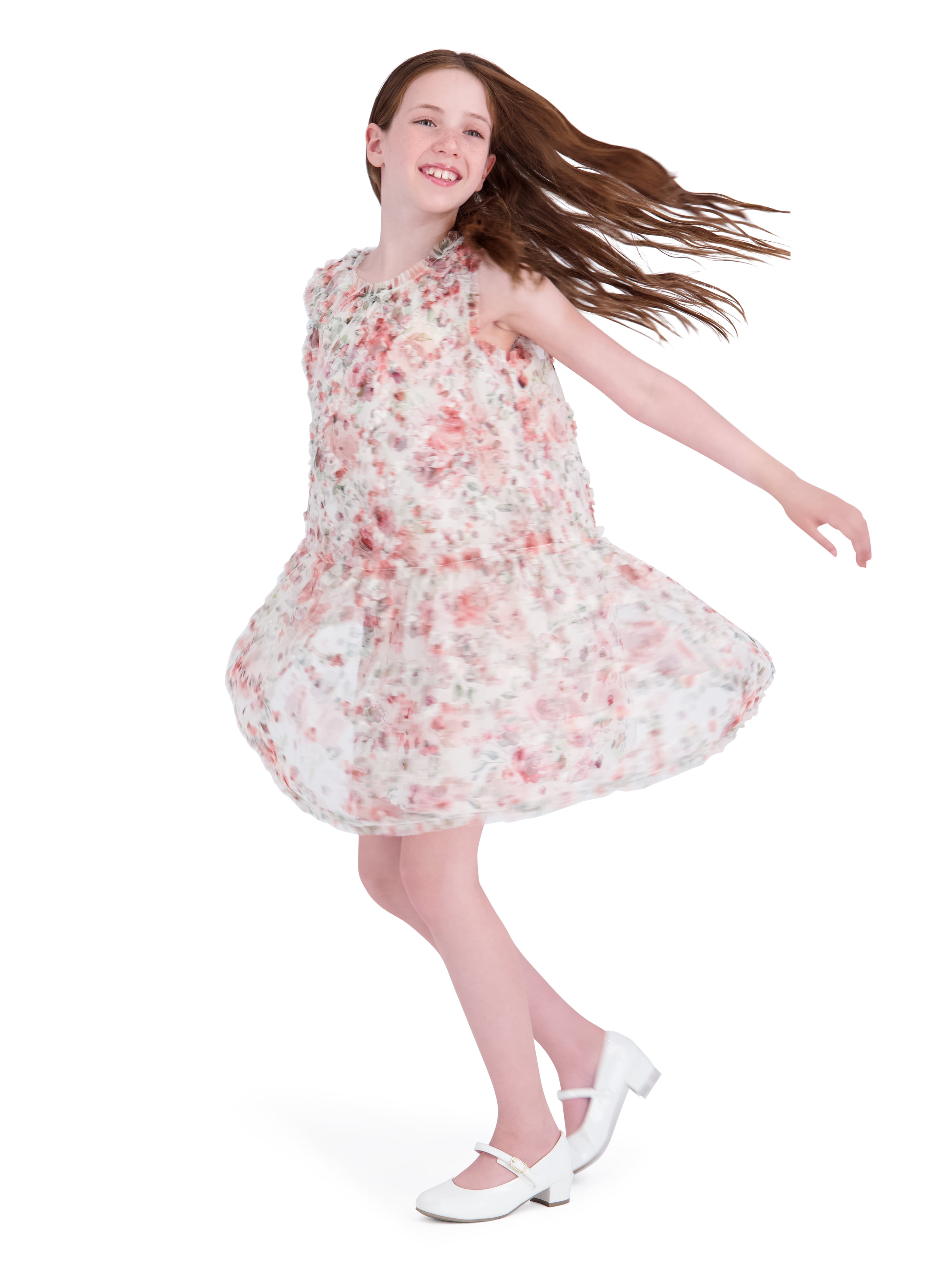 Kensie Girl Sleeveless Printed Ruffle Shift Dress, Sizes 4-16