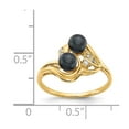 thumbnail image 2 of Solid 14k Yellow Gold 4.5mm Black Freshwater Cultured Pearl Diamond Ring Band Size 5 (.04 cttw.), 2 of 3
