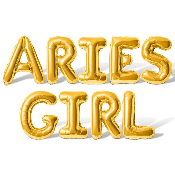 Letter Balloons - ARIES GIRL 16" Inch Alphabet Letters Foil Mylar Balloon Aries Birthday Party Banner (Gold)