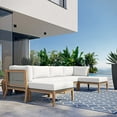 thumbnail image 3 of Modway Clearwater 6-Piece Wood Fabric Outdoor Sectional Sofa - Gray/White, 3 of 14