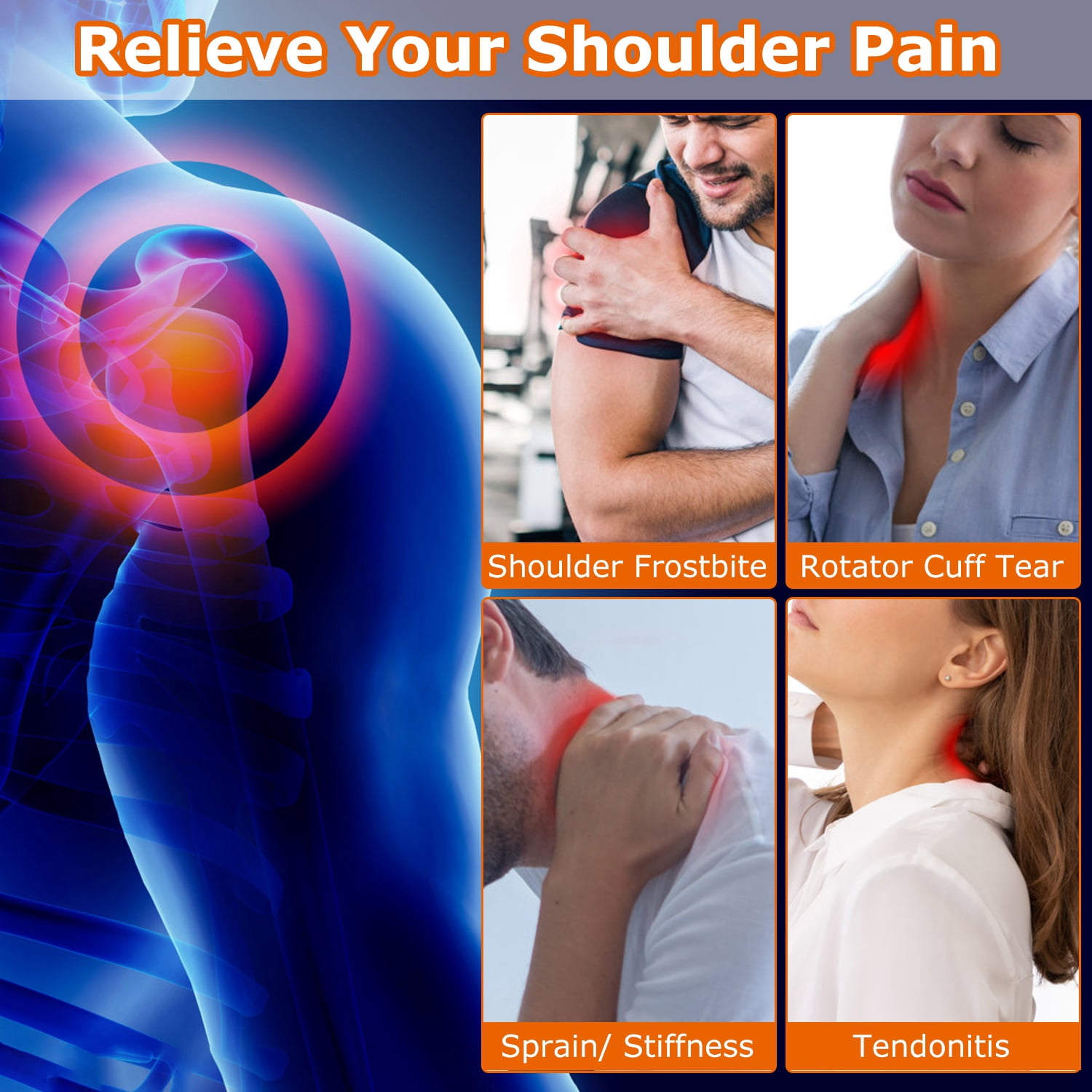 Heated Shoulder Brace, Teqhome Portable Heated Shoulder Wrap Pad Brace Support Therapy Belt, Electric Heating Pad Heating Wrap for Shoulder Muscle